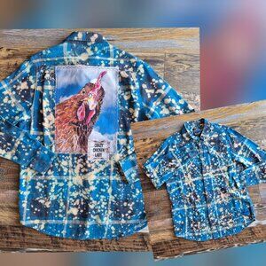 Angry Minnow Crazy Chicken Lady Soft Brushed Flannel Acid Washed Shirt